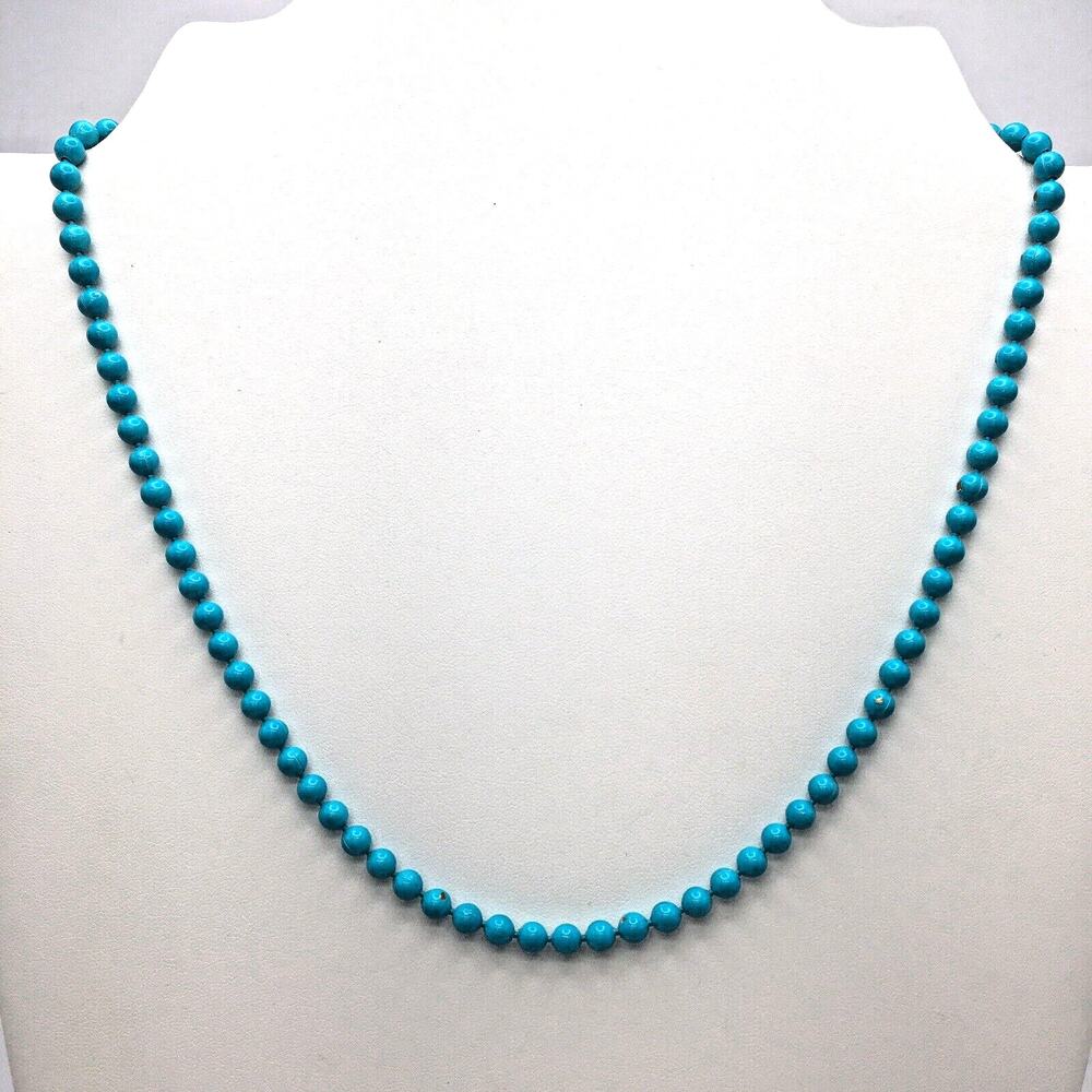 Vintage Oops A Daisy Turquoise Cold Enamel Metal Ball Chain * Some Paint Loss